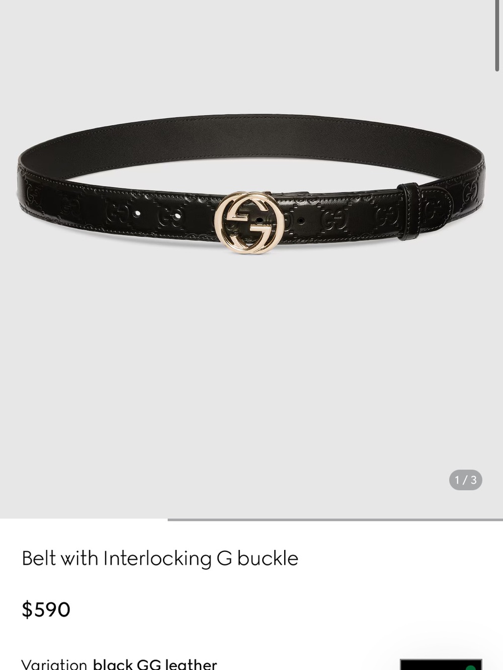 Authentic Black Leather Gucci Belt With Gold Hardware
